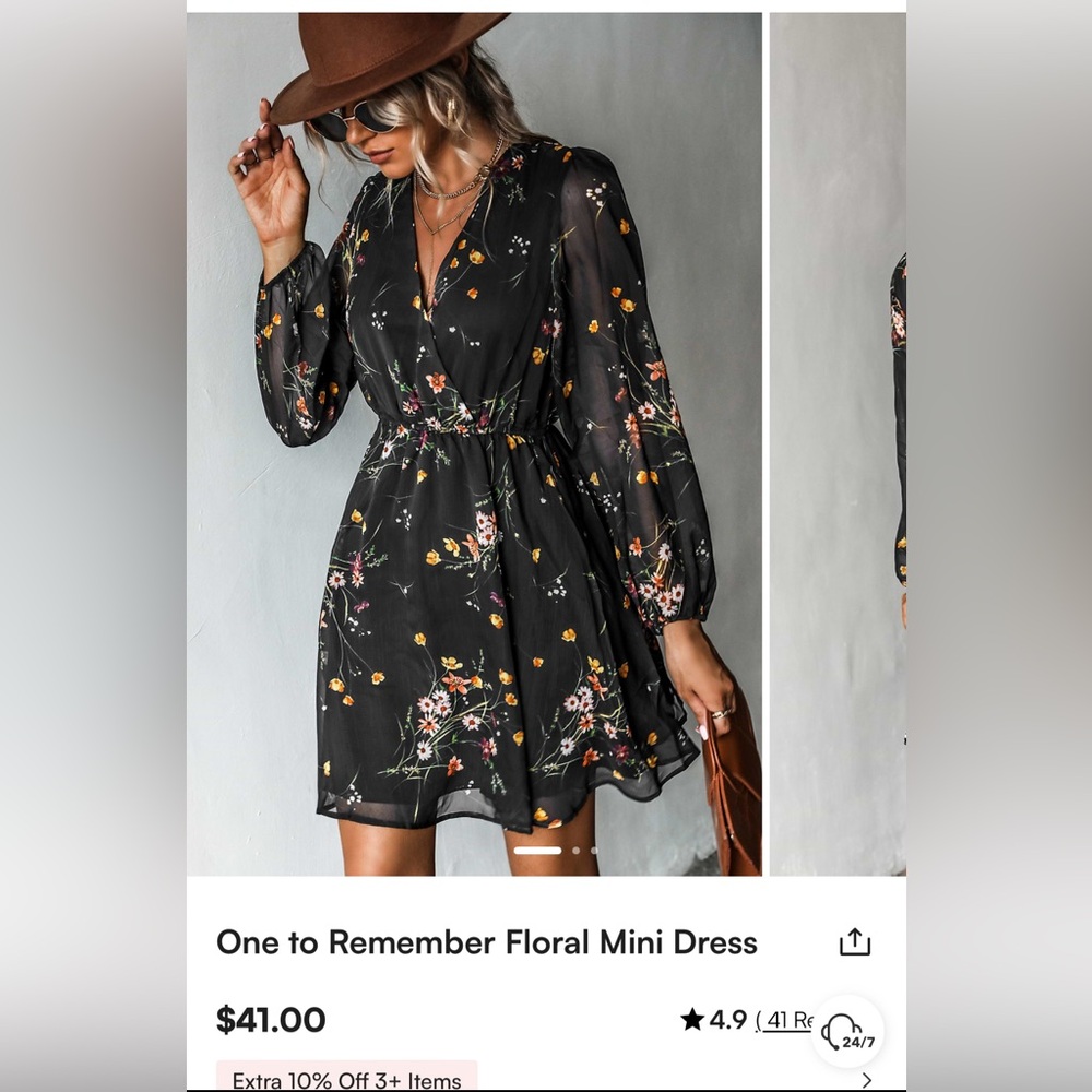 Floral Black Dress Cupshe - Picture 6 of 7